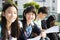 Asian Teenage StudentsÂ study in school